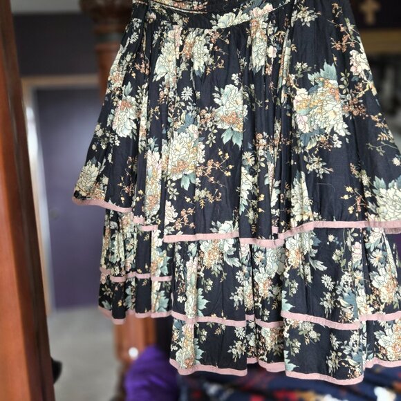 VINTAGE ARTKA HIGH WAISTED DRAWSTRING RUFFLED FULL FLORAL SKIRT S M L - Picture 5 of 16